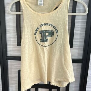 PINK Victoria's Secret pale yellow graphic tank top propped size XL
